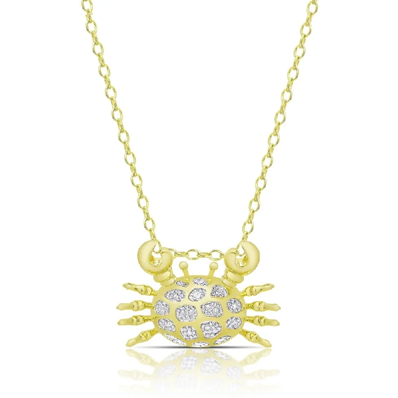 Finesque Gold Overlay Diamond Accent Crab Design Necklace