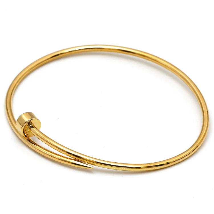 Real Gold Thin Plain Nail Bangle GZJCT0086 - (SIZE 23) BA1570