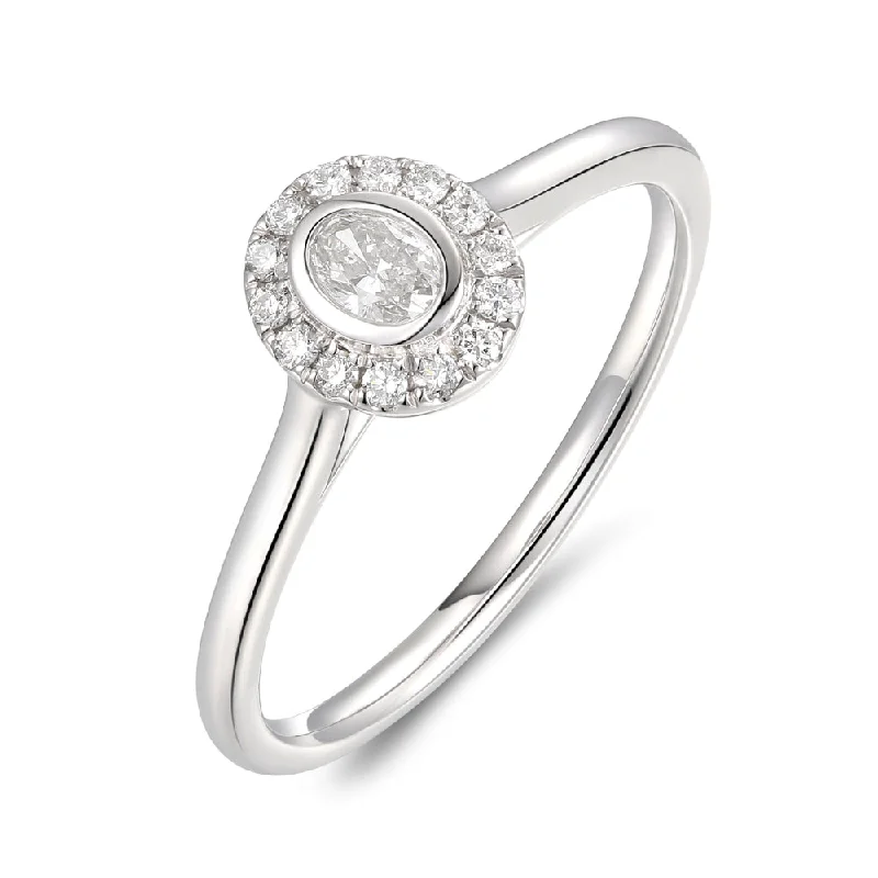 Platinum oval cut Diamond cluster ring