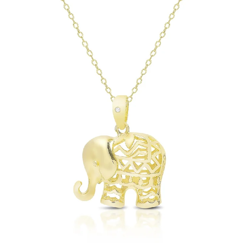 Finesque Diamond Accent Elephant Necklace