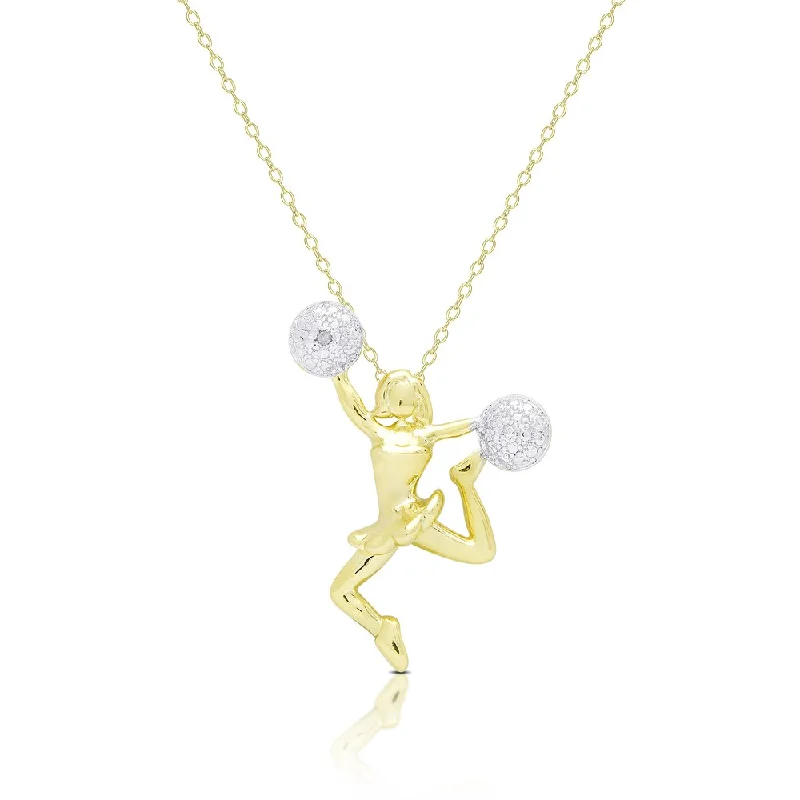 Finesque Gold Overlay Diamond Accent Cheerleader Necklace