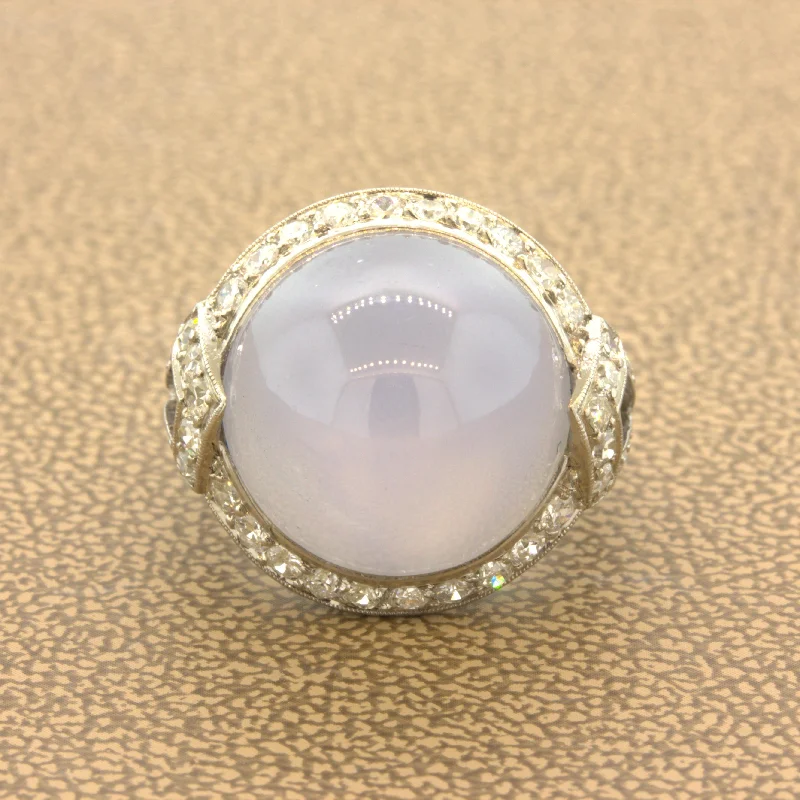 Art Deco Star Sapphire Diamond Platinum Ring