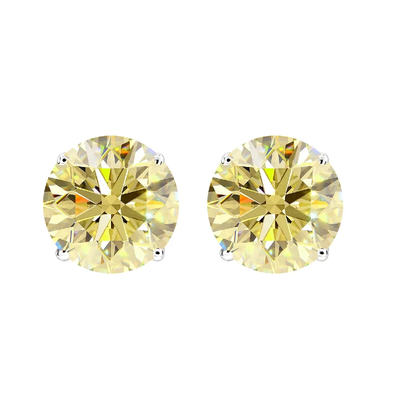 Sterling Silver with Yellow Moissanite Stud Earring