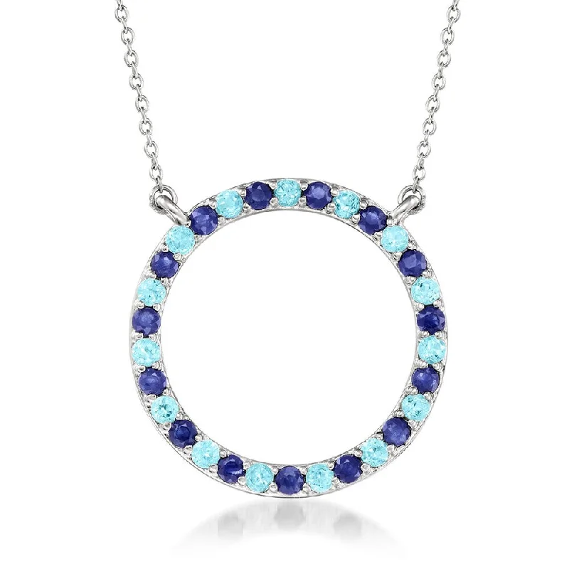 925 Sterling Silver Blue Sapphire Gemstone Silver Necklaces