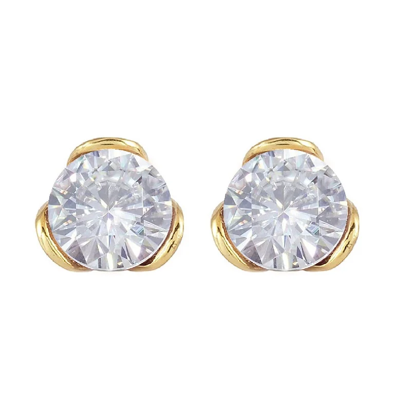 Gold Over Sterling Silver with Moissanite Stud Earring