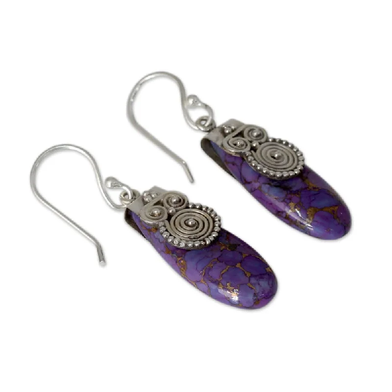 Sterling Silver 'Purple Enigma' Turquoise Earring (India)