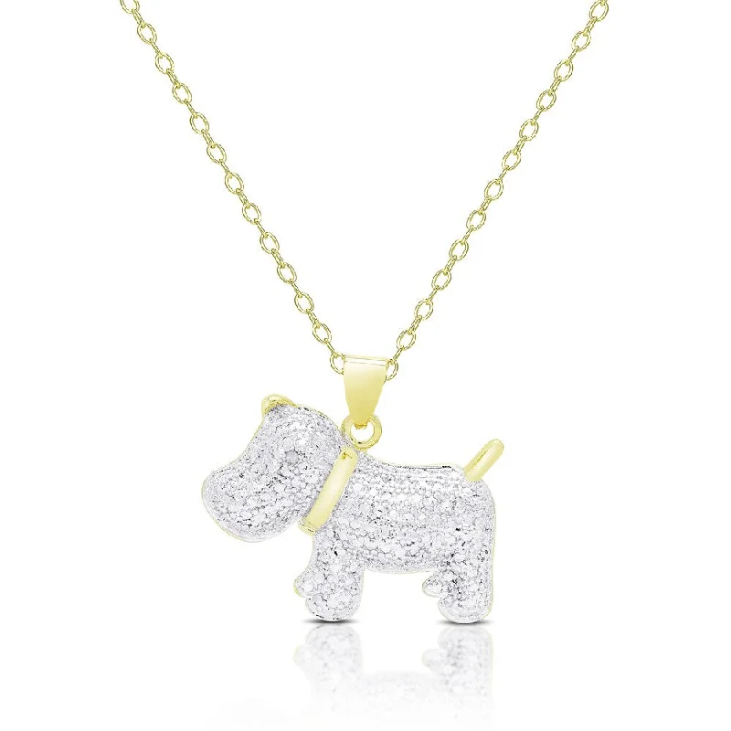 Finesque Gold Overlay Diamond Accent Dog Necklace