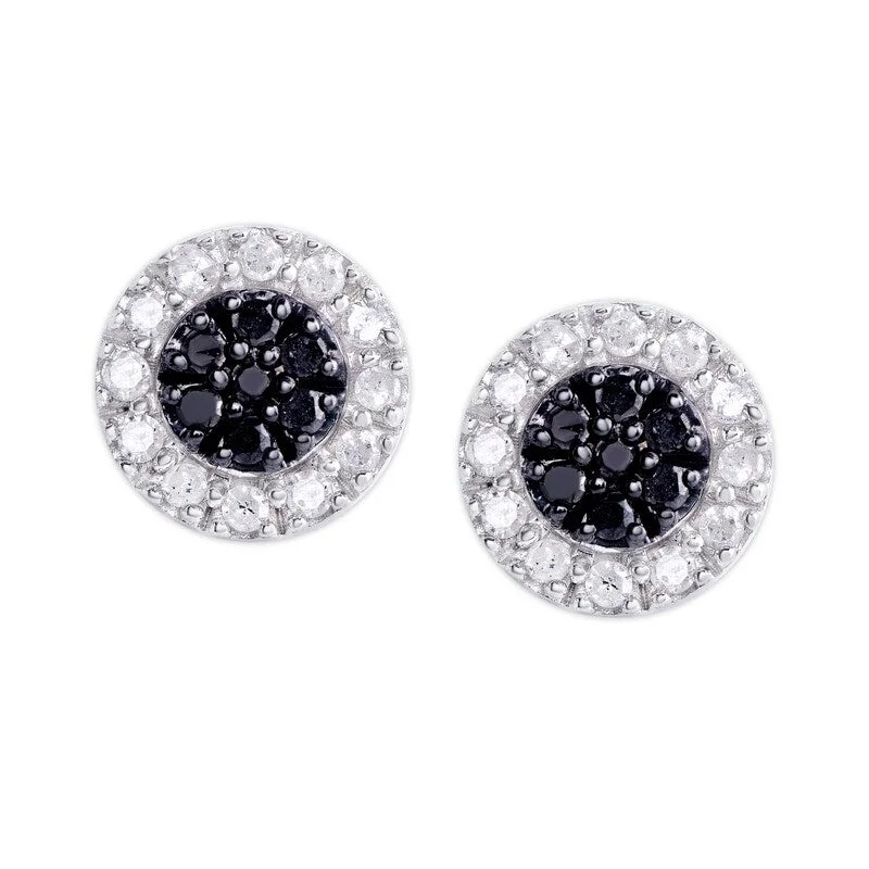 Victoria Townsend .925 Sterling Silver 1/3 ct Black and White Diamond Square Stud Earring