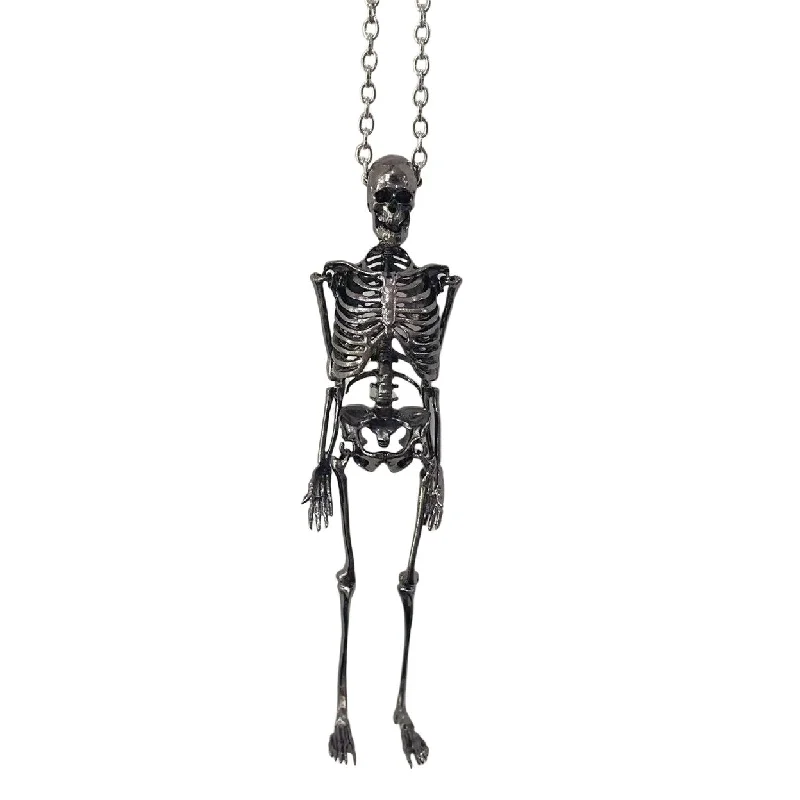 Halloween Skeleton Necklace Movable Joints Gothic Vintage Metal Skeleton Hanging Decoration Chain Pendant Men Women