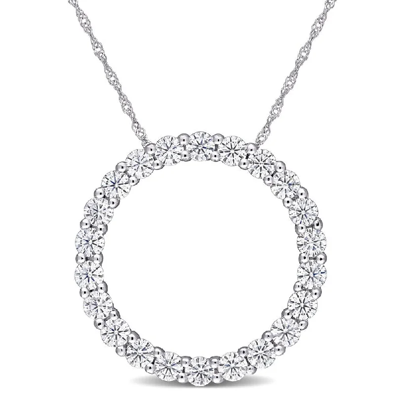 Miadora 2 1/5ct DEW Moissanite Circle of Life Necklace in 14k White Gold - 25.9 mm x 17 in x 25.9 mm