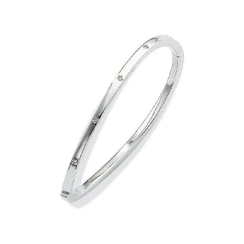 18ct white gold 10 brilliant cut diamond set bangle