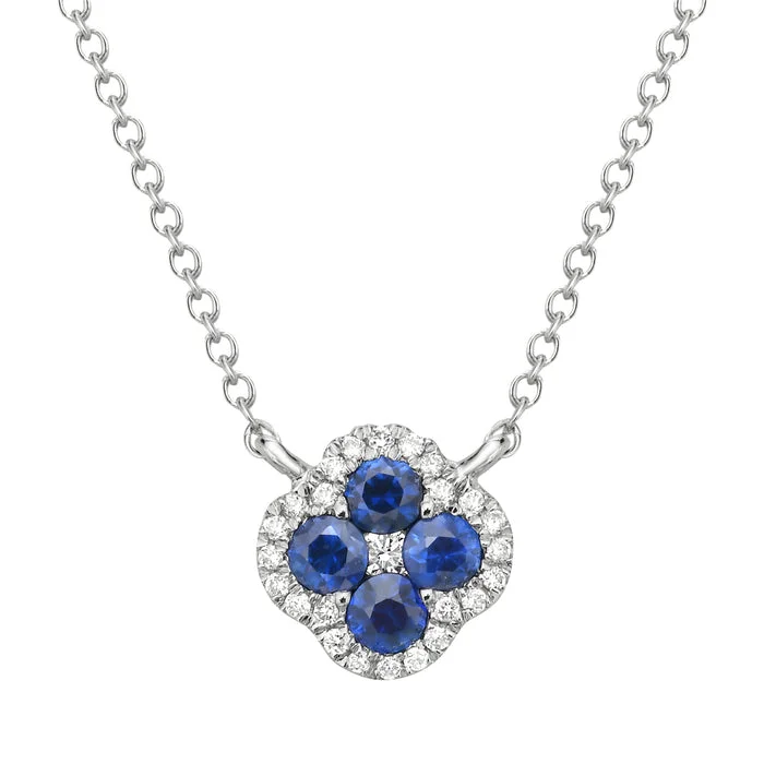 White Gold Diamond and Sapphire Pendant Necklace