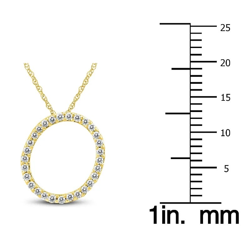 Marquee 1/6 Carat TW O Initial Diamond Pendant Necklace in 10K Yellow Gold with Adjustable Chain