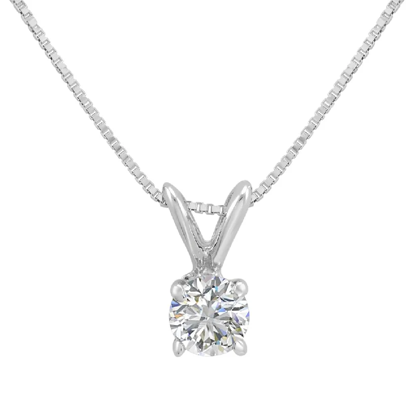 Amanda Rose Collection IGI Certified 1/3ct Natural Diamond Pendant Necklace in 14K White Gold