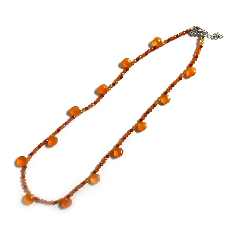 925 Sterling Silver Carnelian Gemstone Beads Necklace