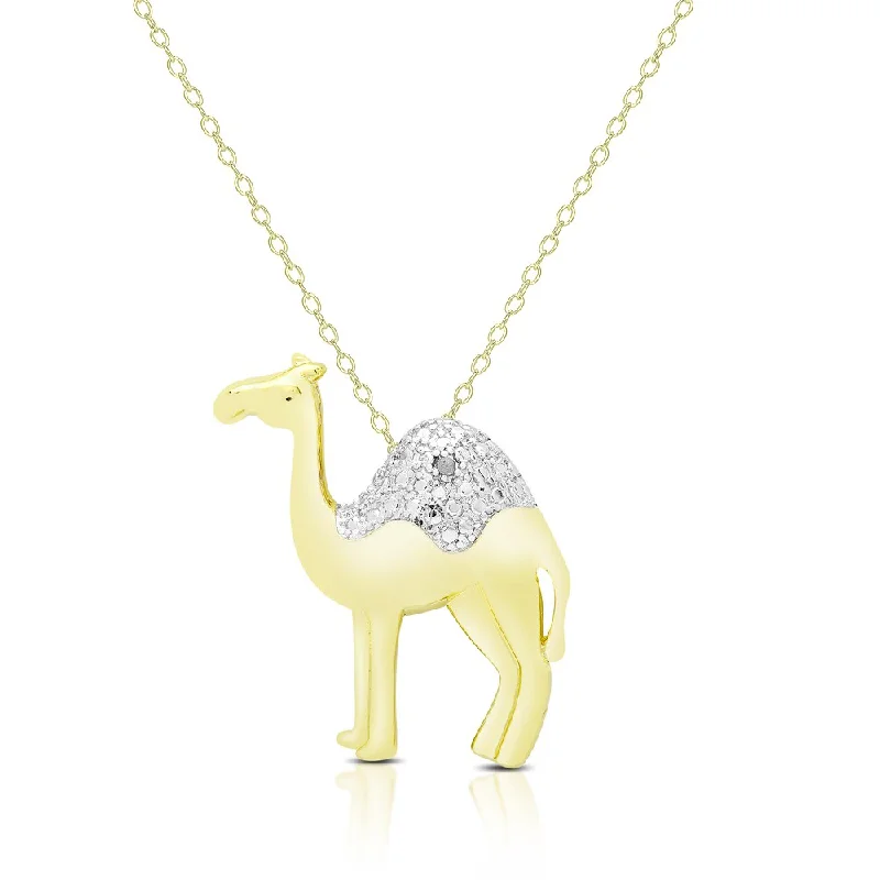 Finesque Gold Overlay Diamond Accent Camel Necklace