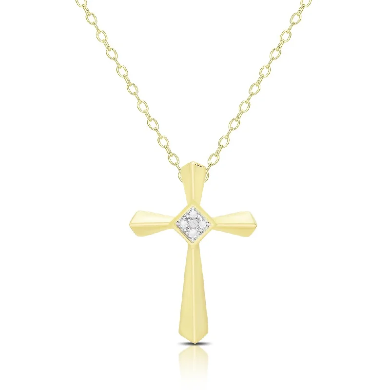 Finesque Gold Overlay Diamond Accent Cross Necklace