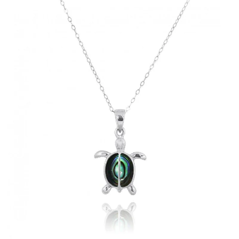 Sea Turtle Pendant Necklace with Abalone Shell