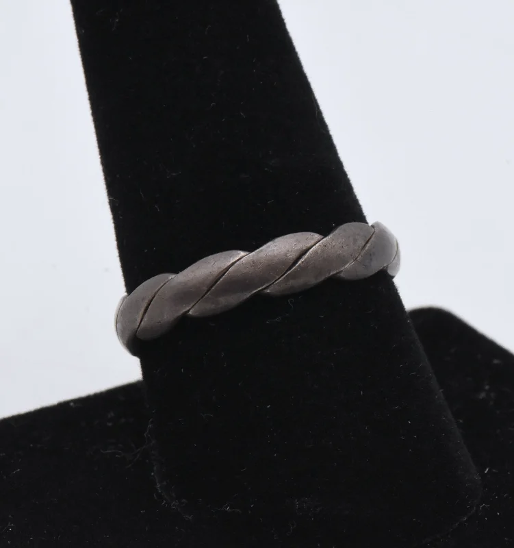 Vintage Braided Sterling Silver Band - Size 9.5