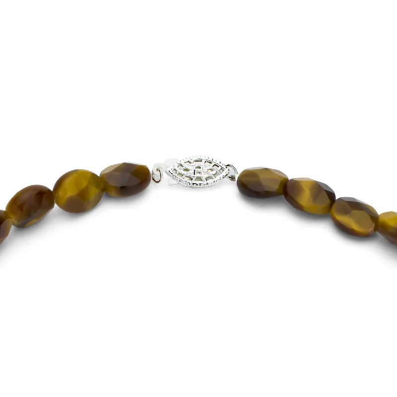 DaVonna Silver Fancy Tiger's Eye 16-inch Graduated Necklace