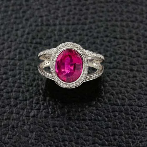 Pink Tourmaline & Diamond Ring