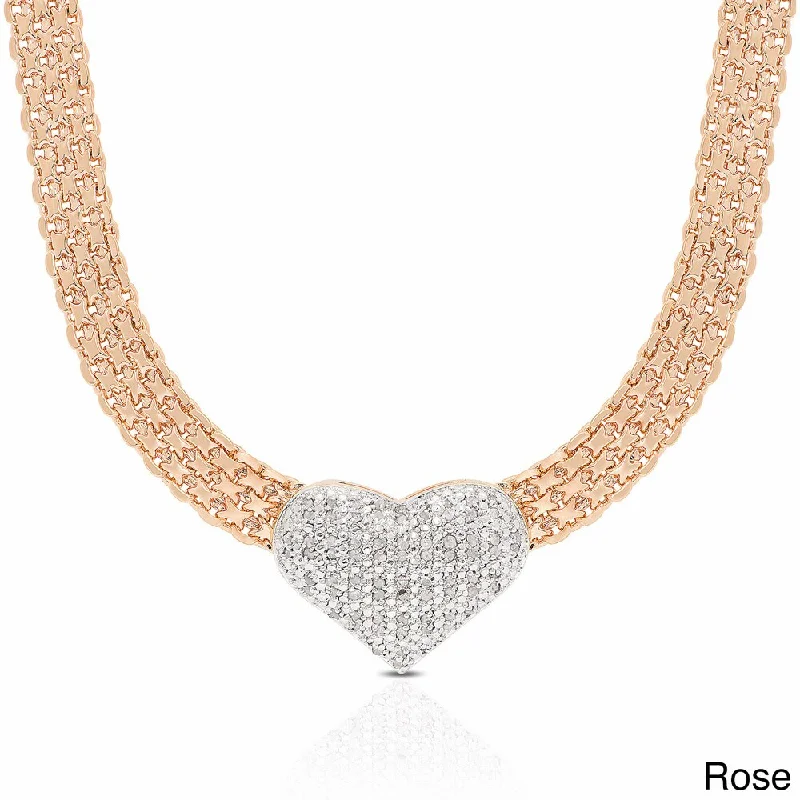 Finesque Gold Overlay Diamond 1/2ct TDW Diamond Heart Necklace