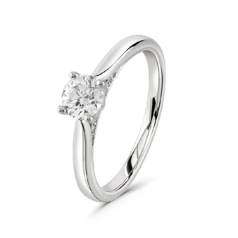 0.51ct Round Brilliant Cut Diamond Solitaire 18ct White Gold Ring