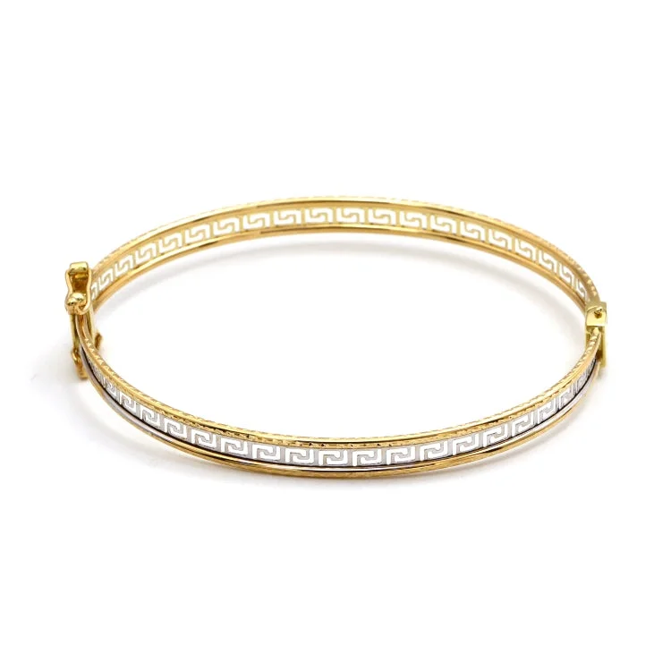 Real Gold 2 Color Maze Hoop Bangle 0628 - (SIZE 16) BA1524