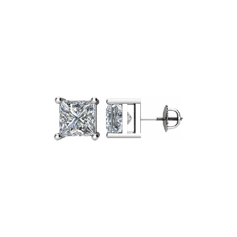 14k White Gold 2 CTW Diamond Threaded Post Stud Earring for Women