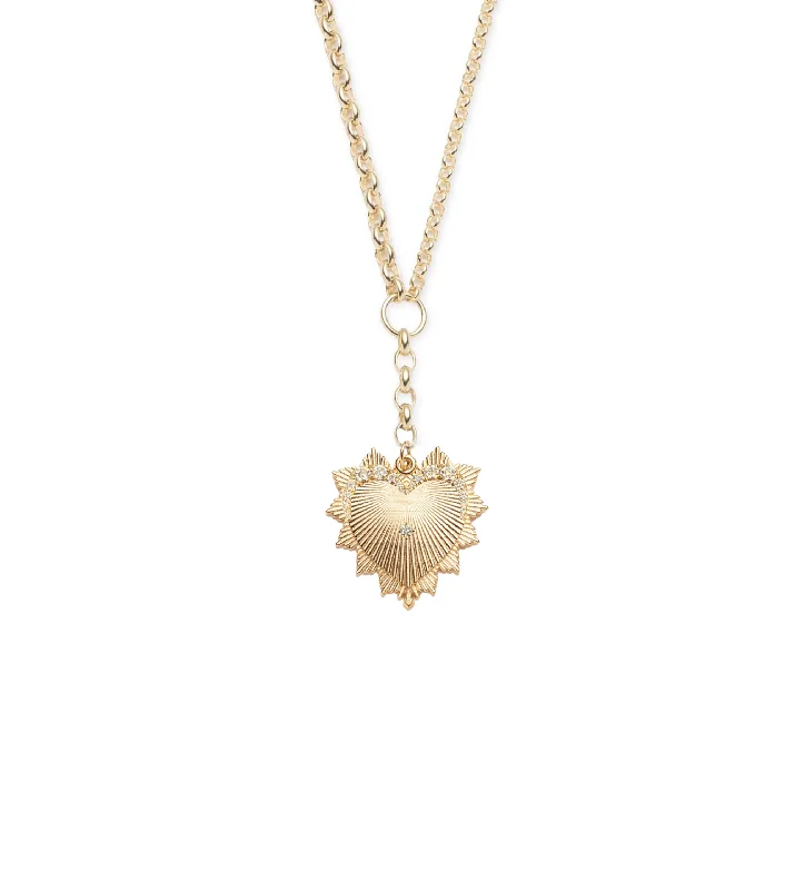 Graduated Diamond Heart Love Token - Love : Heavy Mixed Belcher Extension Chain Necklace