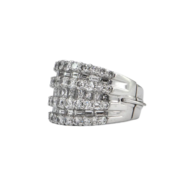 Estate Diamond Multi-Band Platinum Ring With Hinged Band