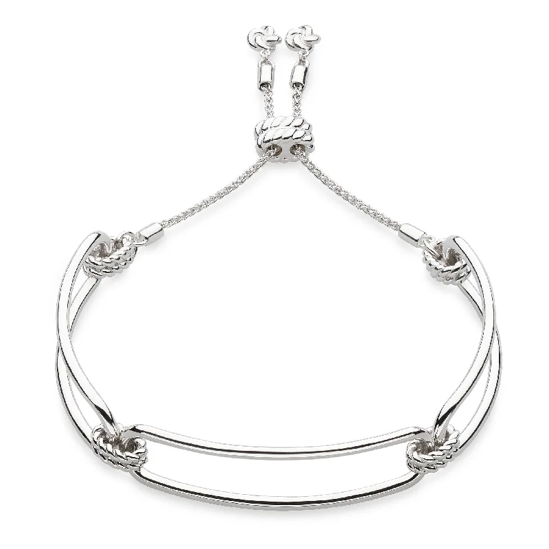 Silver Marina Rope Bar Link Toggle Bracelet