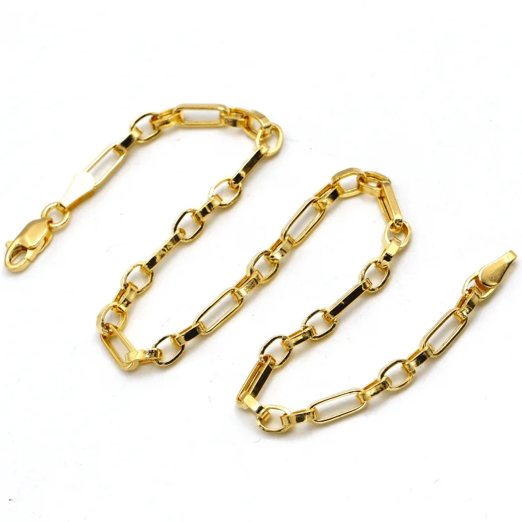 Real Gold 3 MM Thick Cable Link Chain Bracelet Unisex 5662 (17 C.M) BR1720