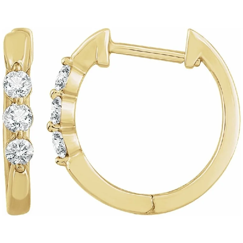 14k Yellow Gold 1/4 CTW Diamond Hoop Earring for Women