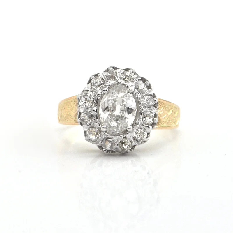 1.75cts Antique Oval old mine cut diamond ring Circa 1880 - GIA certified