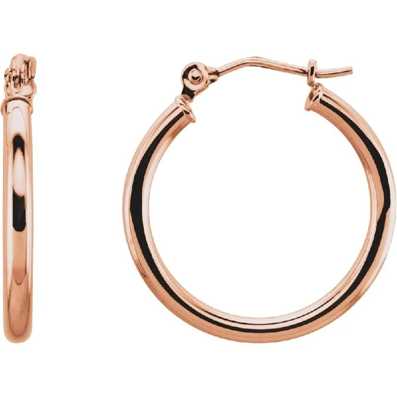 14k Rose Gold 20 mm Hoop Earring for Women