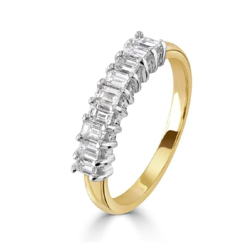 0.92ct 9-Emerald Cut Diamond Half Eternity 18ct Yellow Gold Ring