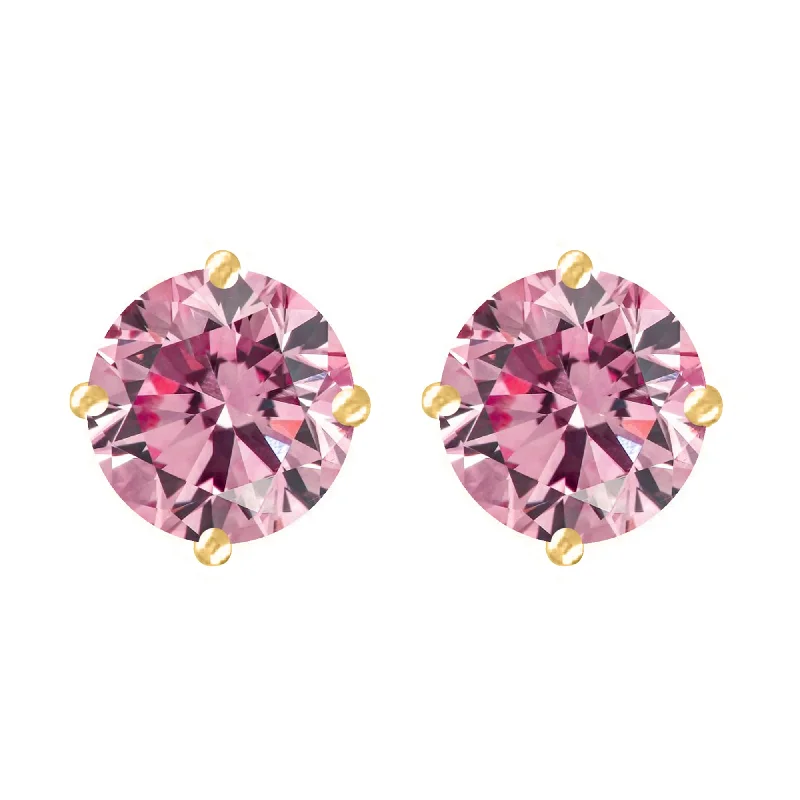 Gold Over Sterling Silver with Pink Moissanite Stud Earring