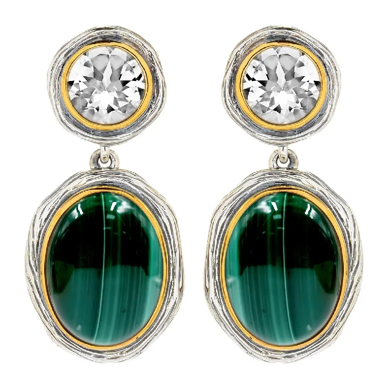 925 Sterling Silver Malachite,White Topaz Earring