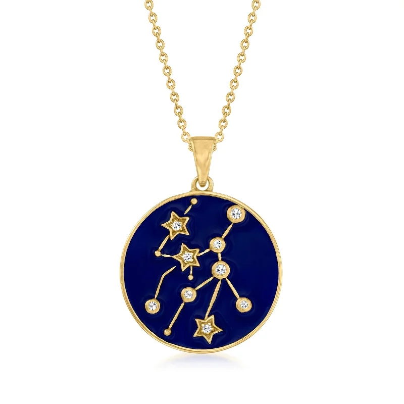 18k Yellow Gold Over Sterling Silver, Virgo Zodiac Sign Pendant-Necklaces