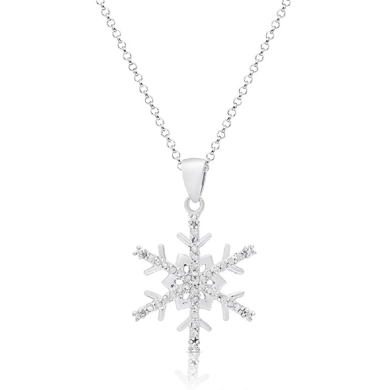 Finesque Sterling Silver .185ct TDW Diamond Snowflake Necklace