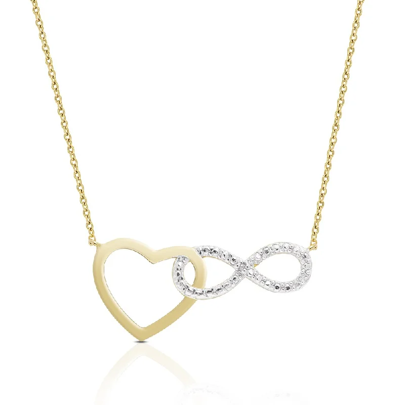 Finesque Gold Over Sterling Silver Diamond Accent Heart and Infinity Design Necklace