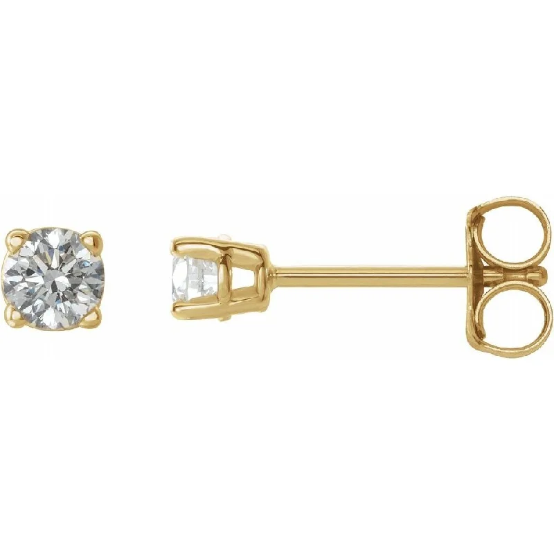 14k Yellow Gold 1/5 CTW Diamond Stud Earring for Women