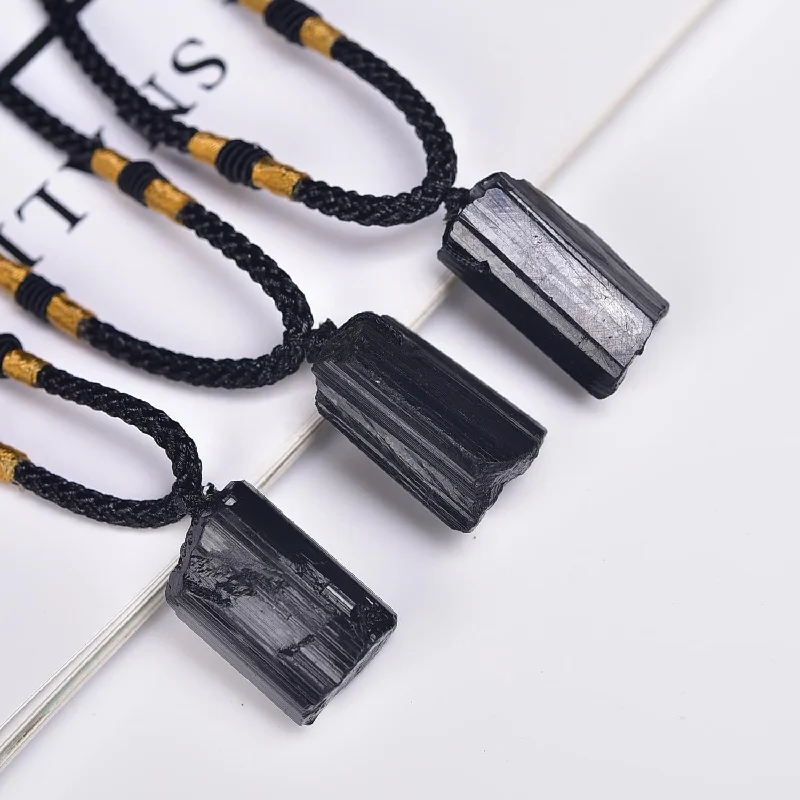 Raw Black Tourmaline Necklace (Approx. 1-2")