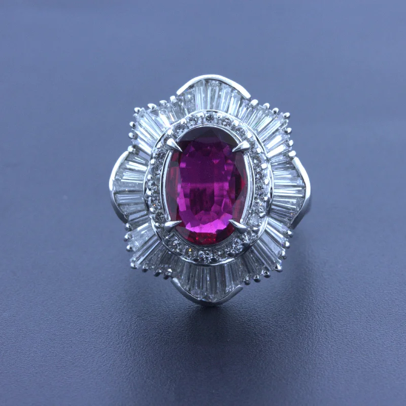 2.51 Carat Ruby Diamond Platinum Ring