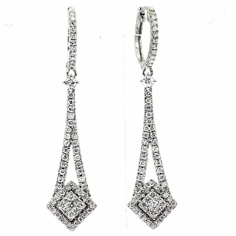 Pompeii3 10k White Gold 7/8 ct TDW Diamond Dangle Studs Womens Chandelier Earring