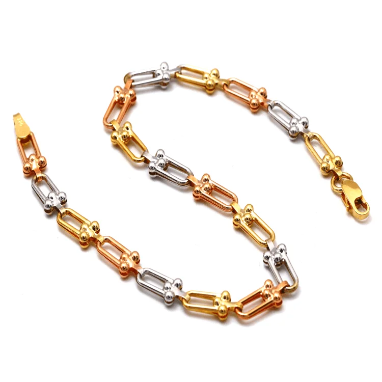 Real Gold GZTF 3 Color Hardware Solid Textured Chain Bracelet 4725-TC (19 C.M) BR1638