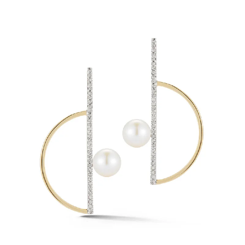 14kt Pearl Semi Circle Earring