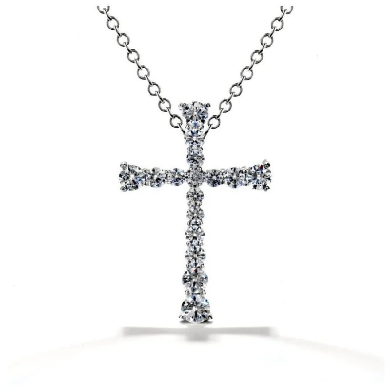 18ct White Gold Divine Round Brilliant Cut Diamond Set Cross Pendant & Chain