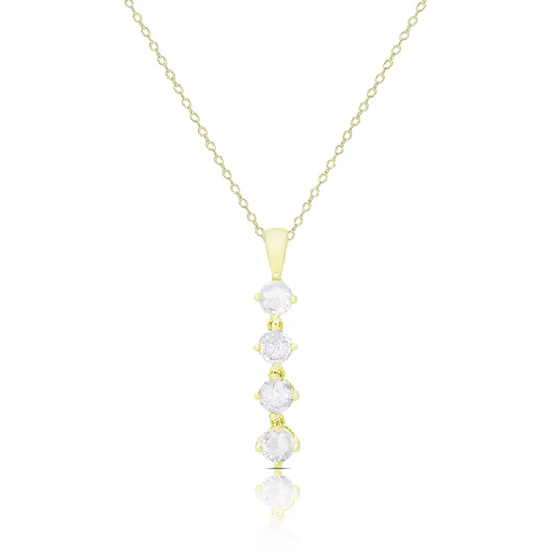 Finesque Gold Over Silver or Sterling Silver 1ct TDW Diamond Necklace